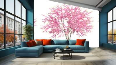 set of Chinese redbuds trees, 3D rendering with transparent background, for digital composition, illustration & architecture visualization Wall mural