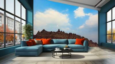 Borobudur temple in the afternoon with blue sky and white clouds. Magelang Regency, Java, Indonesia Wall mural