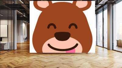 Happy bear emoji. Cute teddy bear face Wall mural