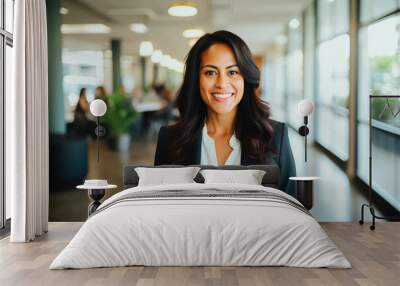 45-Year-Old Hispanic Woman Realtor at Work Wall mural