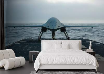 Advanced Maritime Defense Drones in Action Wall mural