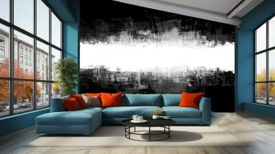 an abstract paint splatter frame in black and white Wall mural