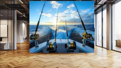 Boat Fishing: Tranquil Blue Seascape Wall mural