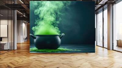 Cauldron of Secrets: Green Liquid and Steam Wall mural