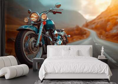 Classic Motorcycle Touring Desert Landscape Wall mural