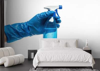 Cleaning hand with glove holding spray bottle Wall mural