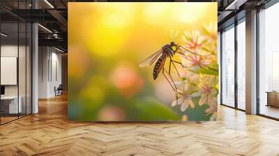 Close-Up of Mosquito Aedes in Soft Tropical Glow Wall mural