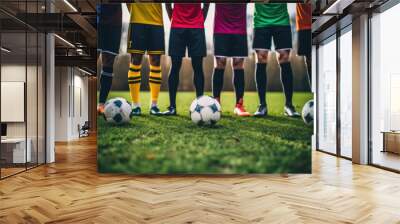 Diverse Football Squad on the Pitch Wall mural