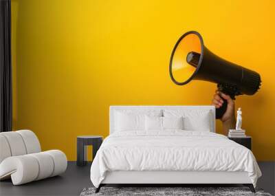 Diverse Group Announcing News with Vibrant Yellow Background Wall mural