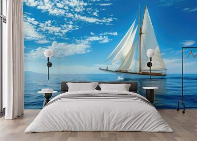 Elegant Classic Yacht Sailing Through Calm Waters Wall mural