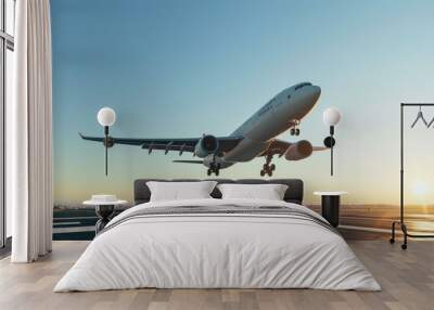 Elevating Dreams: Airplane Lift-Off in Perfect Weather Wall mural