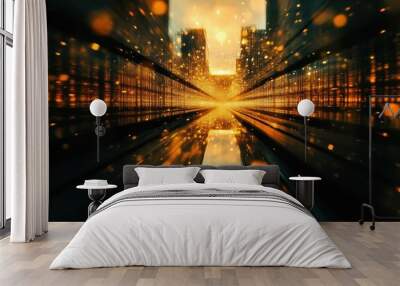 Futuristic City Lights Hyper-Speed Tour Wall mural