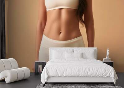 Healthy lifestyle concept: flat belly focus Wall mural