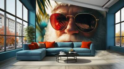 Holiday Spirit: Santa Enjoying a Relaxing Beach Day Wall mural