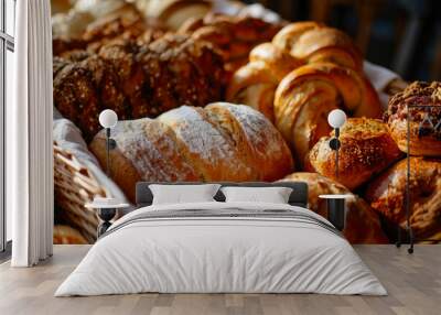 Indulge in a Basketful of Tempting Bakery Delicacies Wall mural