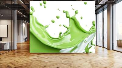 Refreshing Green Smoothie Splash on White Wall mural