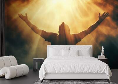 Soulful Supplication: Man Seeking Divine Comfort Wall mural