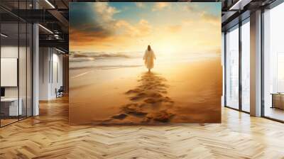 Spiritual Steps: Jesus' Print in Sand Wall mural