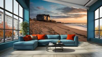 Sunset Dreams: Beach House Beauty in a Nordic Oasis Wall mural