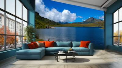 Tranquil Waters amidst Peaks Wall mural