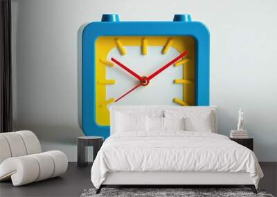 Vibrant Square Clock Icon with Bold Colors Wall mural