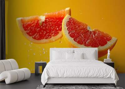 Zesty Citrus Appeal: Floating Grapefruit Halves Wall mural