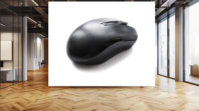 wireless mouse of black color on a white background Wall mural