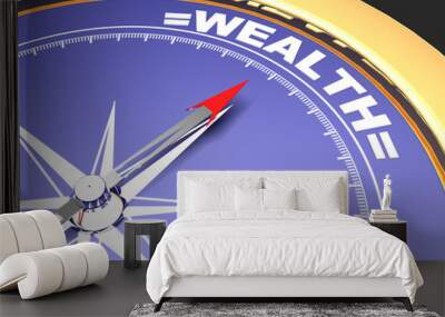 Abstract compass with needle pointing the word wealth. wealth concept Wall mural