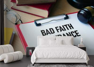 Bad faith insurance is shown using the text on Legal Documents Wall mural