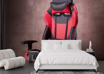 black and red comfortable gaming chair. furniture for computer gamers Wall mural