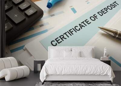 certificate of deposit CD is shown on the conceptual business photo Wall mural