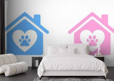 Dog, kitten house icon set, illustration Wall mural