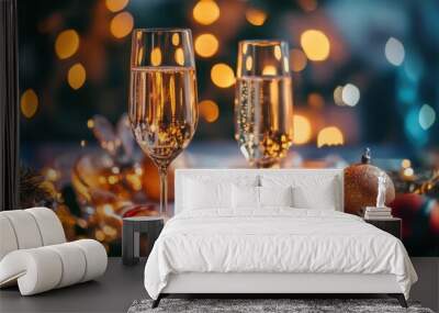 Elegant holiday celebration with sparkling drinks Wall mural