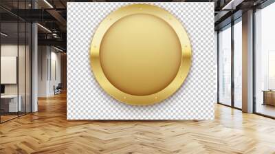 Empty gold coin isolated on transparent background.  Wall mural