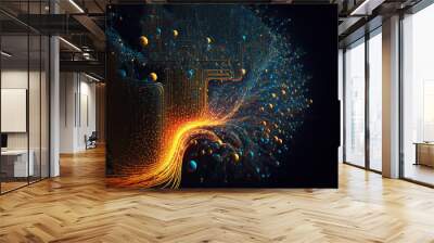 3d Visualization of energy flow, big data concept background, internet technology design, dark background, Generative AI	
 Wall mural