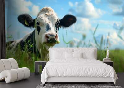 Funny cow looking at the camera Wall mural