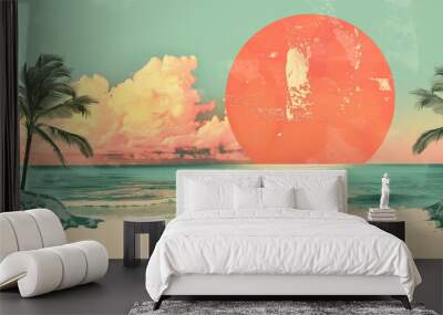 Summer vacation trendy paper collage art Wall mural