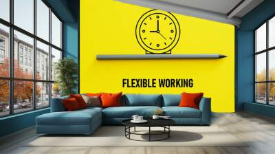 Flexible working policy is shown using the text and picture of the clock Wall mural