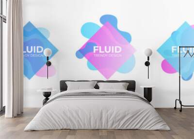 Fluid background set abstract graphic design elements. Minimalistic trendy template Wall mural