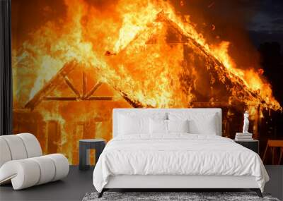 The house is on fire Wall mural