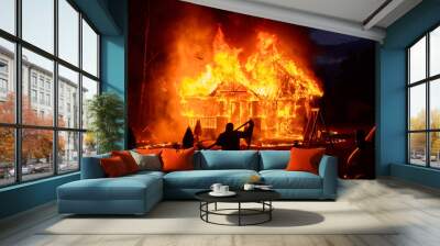 The house is on fire Wall mural