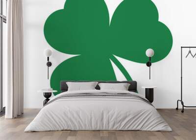 Green Shamrock leave icon in trendy flat style isolated on white background. Happy patricks symbol for your web design, logo, app, UI. Vector illustration Wall mural