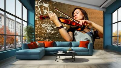 Retro musical  grunge violin background Wall mural