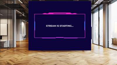 Live stream interface overlay frames for gamer broadcast or streaming. Game panel interface. Vector illustration Wall mural