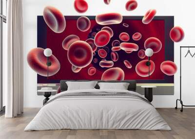 3d image of the flow of blood smashing through tv screen Wall mural