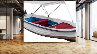 powerboat  isolated on a transparent background. white boat with awning. Wall mural