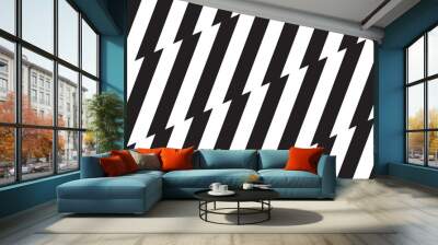 Repeating zigzag lines. Thunderbolt or thunderstorm background. Electric power, flash light, jagged stripes pattern. Energy, power, speed or surprise anime cartoon effect. Vector graphic illustration Wall mural