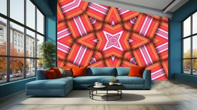 Seamless woven star pattern of stripes and lines. Square abstract pattern. Wall mural