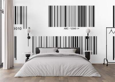 Set of barcode label templates isolated on white background. Bar code icons. Visual data digital representation with product information. Vector graphic illustration Wall mural