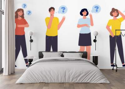 Group of  Thoughtful people. Men and women solving problem. Vector illustration. Wall mural